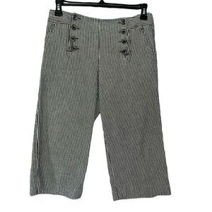 New Direction‎ panel front cropped navy & white wide legs pants 10P